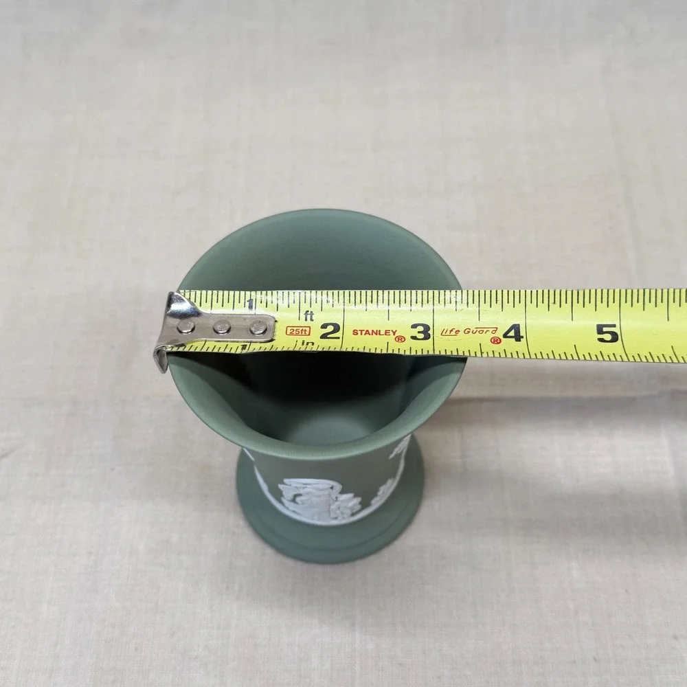 Wedgwood‎ Sage Green Jasperware Small Flared Vase Neoclassical Made in England